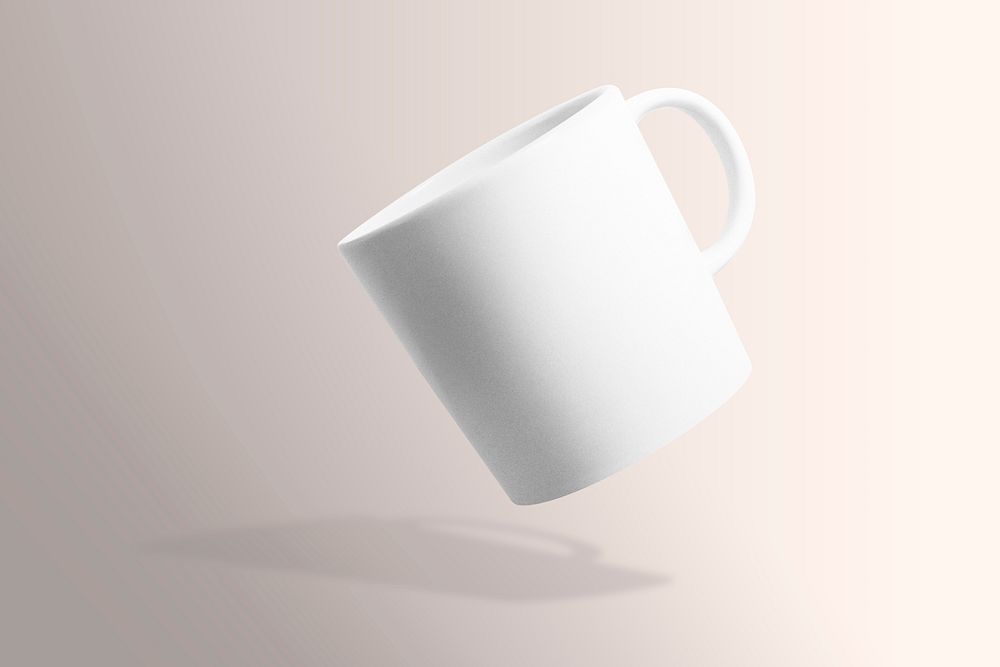 Ceramic coffee mug in white minimal design