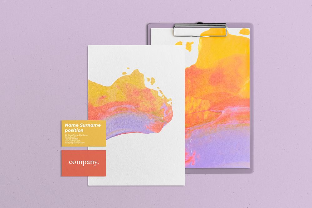 Colorful corporate identity with business card in abstract design