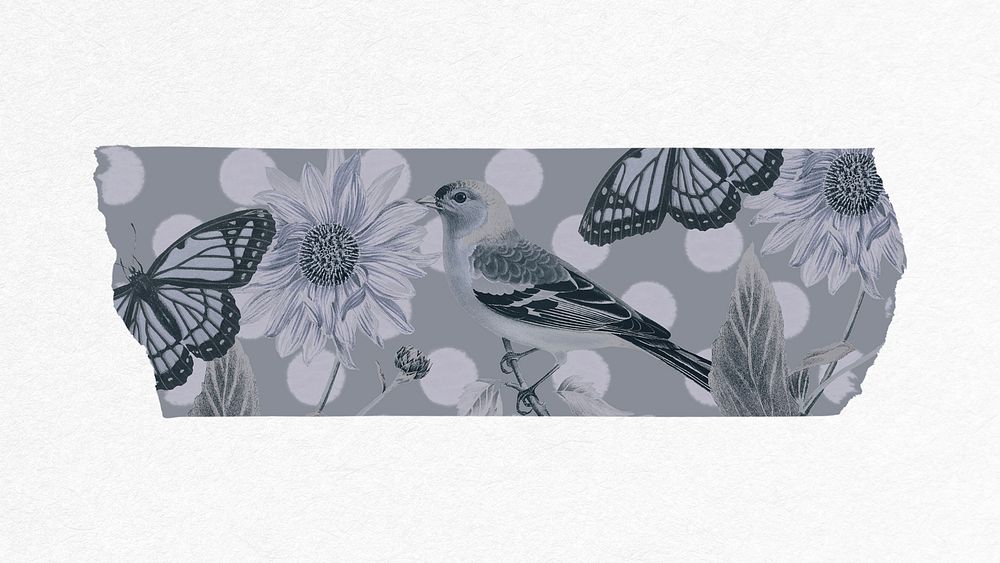 Flower collage washi tape psd, DIY decorative scrapbooking