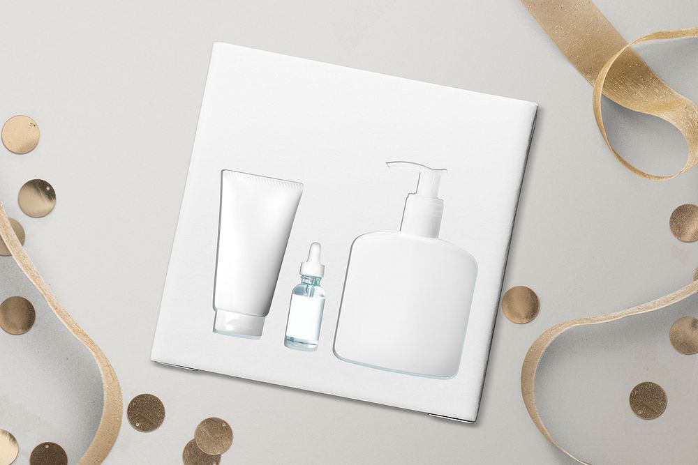 Cosmetics packaging, beauty product gift set blank design