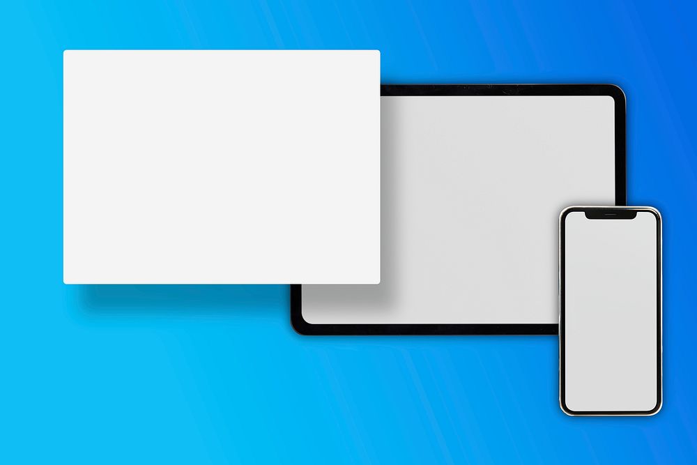 Digital device screen, blank design space set