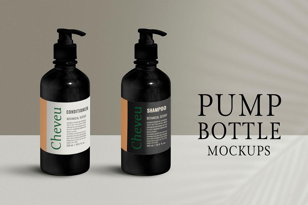 Pump bottle mockup, blank psd product packaging design