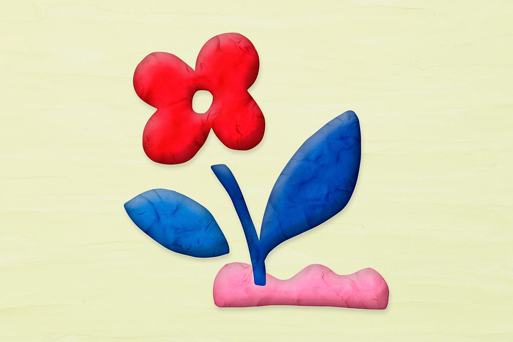 Red flower in plasticine clay style