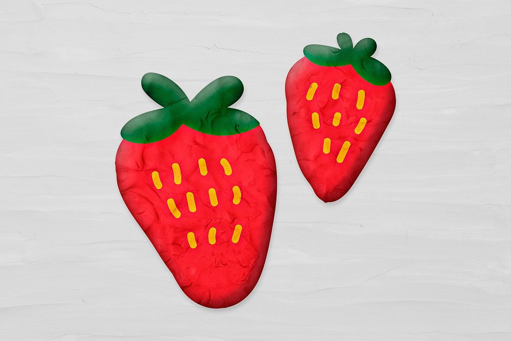 Strawberries in plasticine clay style