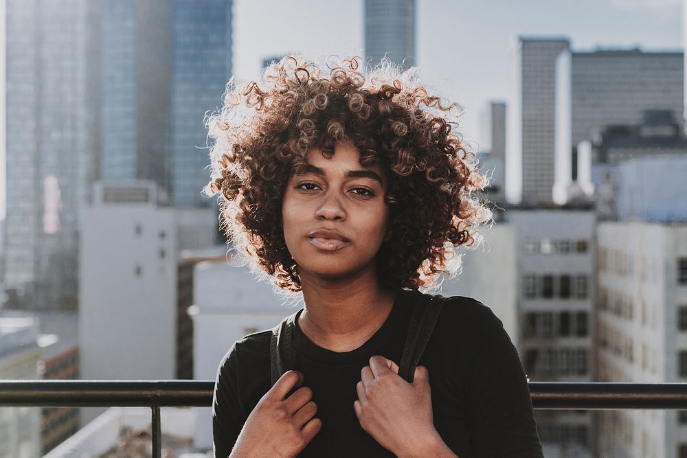 Beautiful woman urban portrait in the city