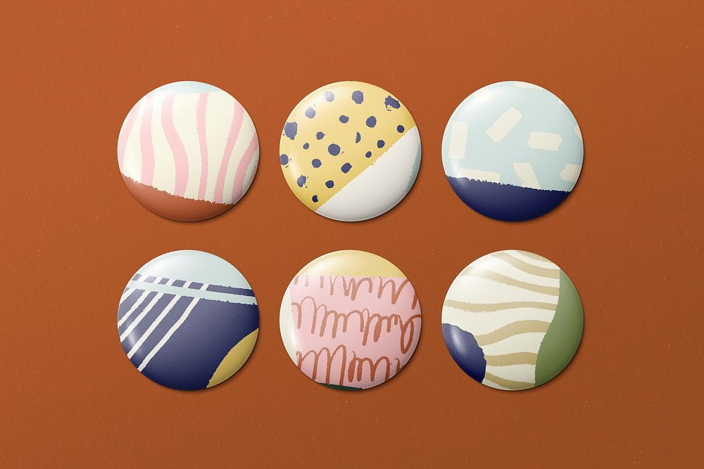 Memphis pattern pin badge set