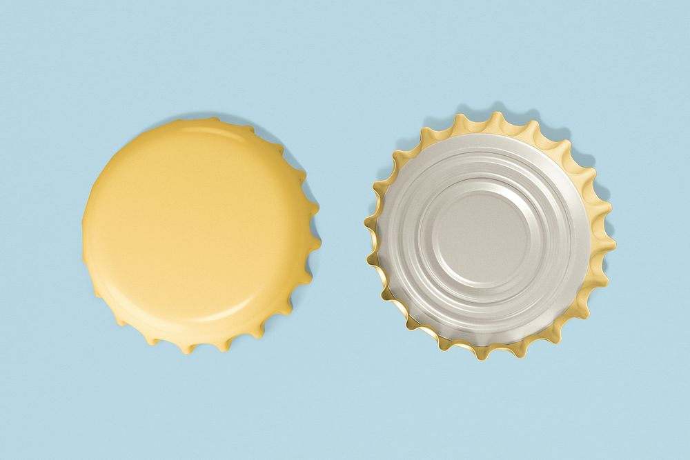 Bottle caps, front and back on background