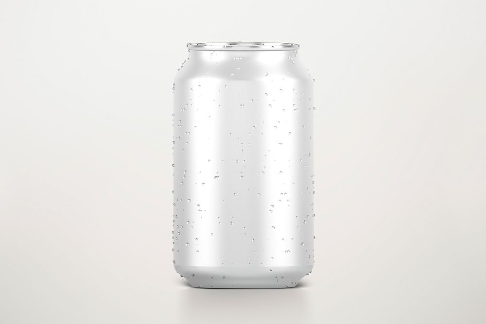 Cold beverage can with water drops