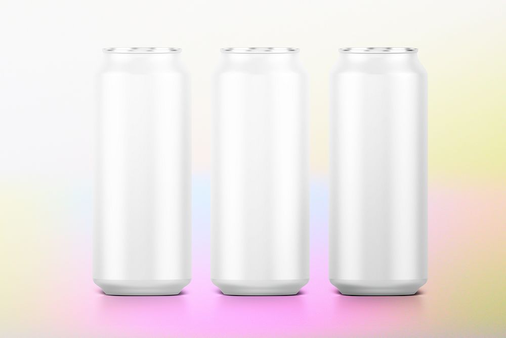 Beverage cans set, blank aluminum packaging
