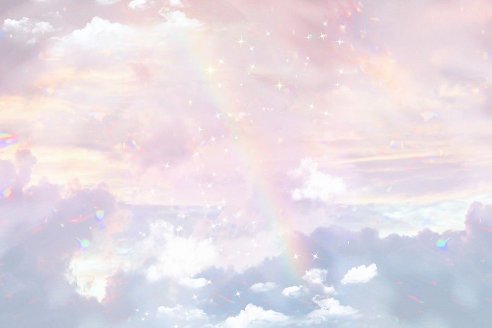 Pastel rainbow sky background psd, aesthetic glitter design