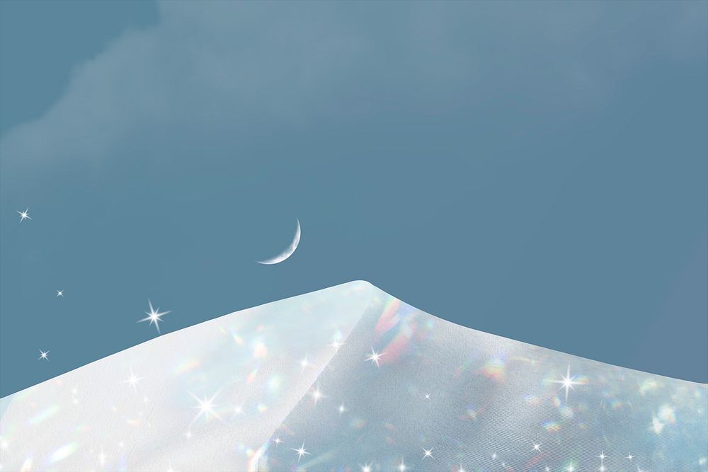 Aesthetic snowy mountains background, holographic design