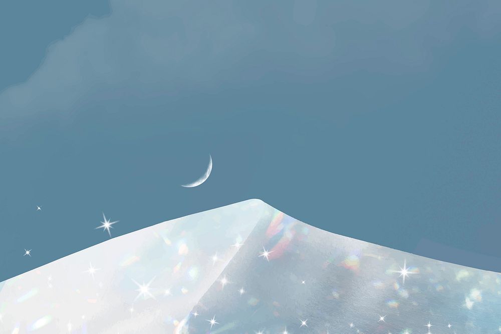 Snowy mountain background vector, aesthetic holographic design