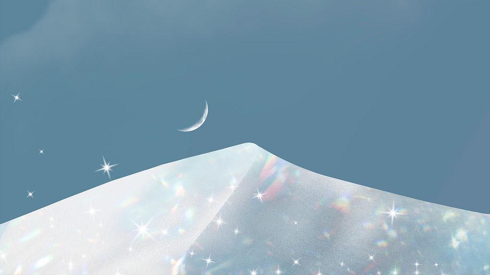 Snowy mountain desktop wallpaper, aesthetic holographic design