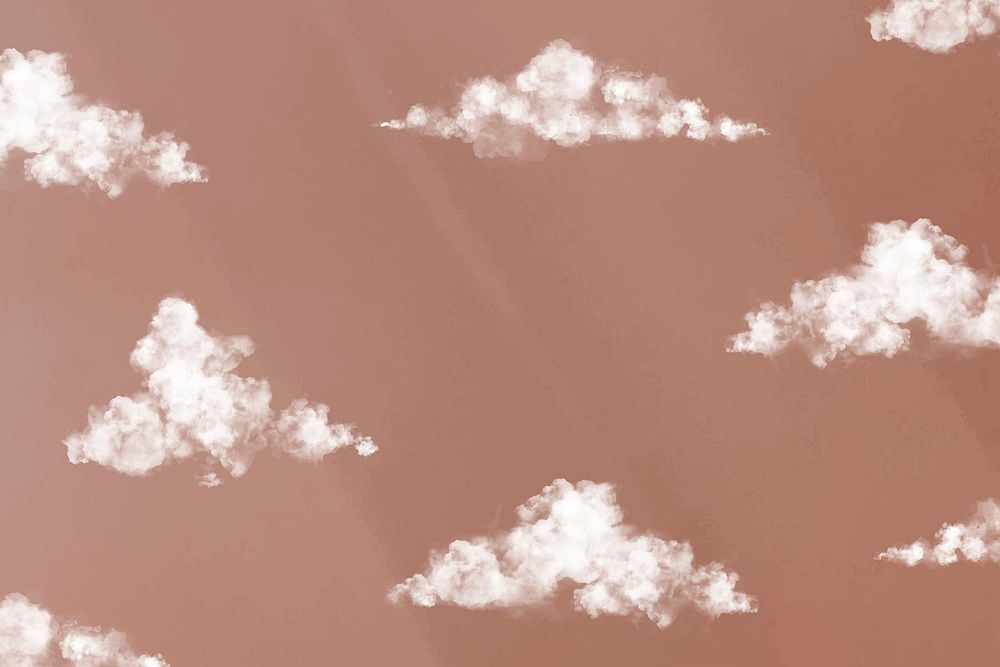 Brown sky background vector, white clouds design