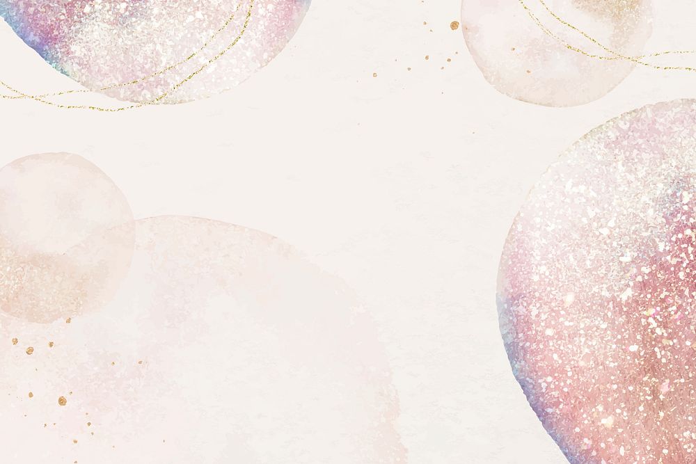 Aesthetic pink background, design in watercolor & glitter vector