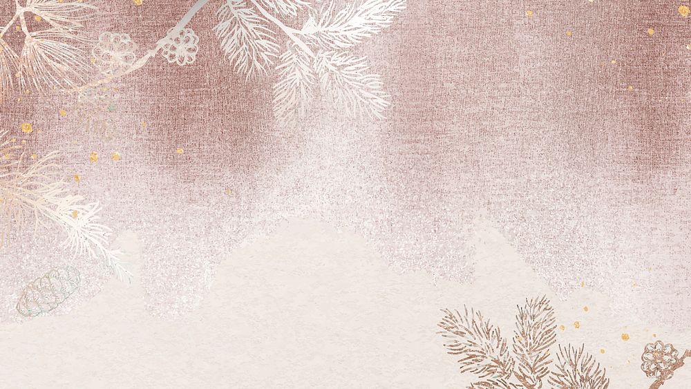 Aesthetic pink computer wallpaper, winter design vector
