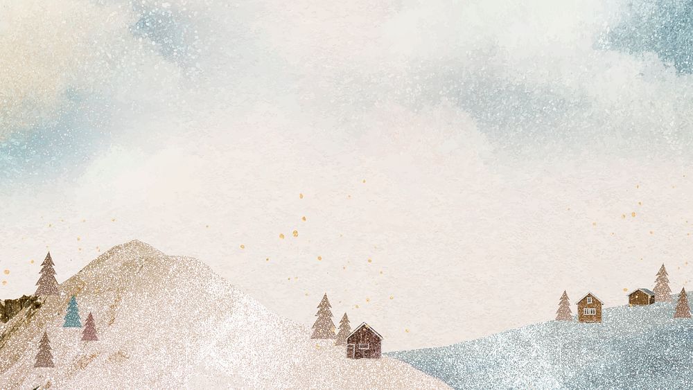Aesthetic landscape desktop wallpaper, winter holiday design vector