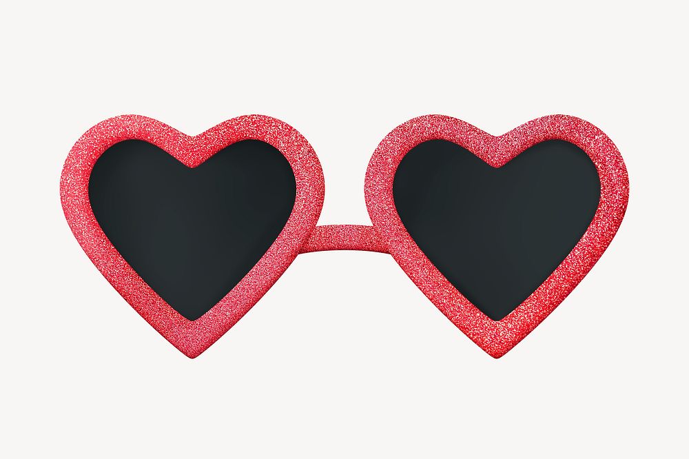 3D heart sunglasses collage element, accessory design psd