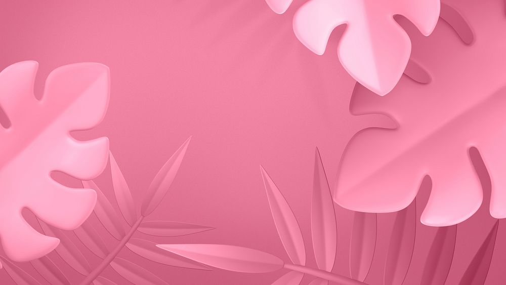 Pink botanical desktop wallpaper, 3D aesthetic background