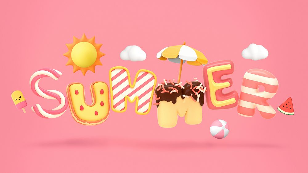 Summer  3D collage element, dessert design psd