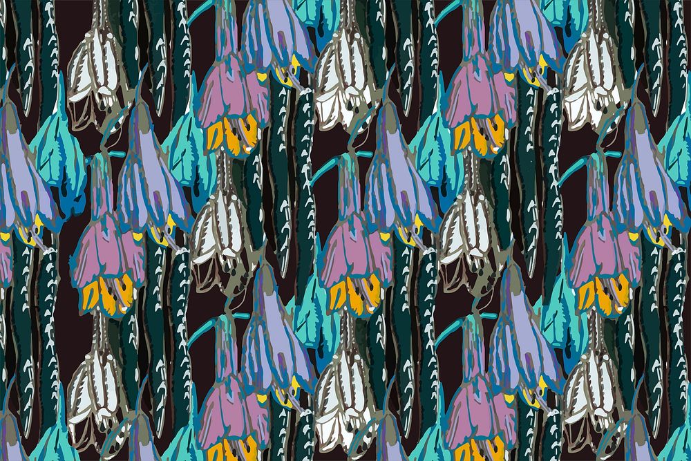 Wildflower pattern background, art deco vector