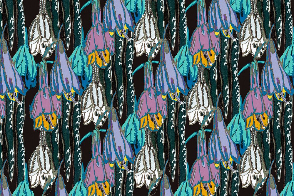 Wildflower pattern background, art deco