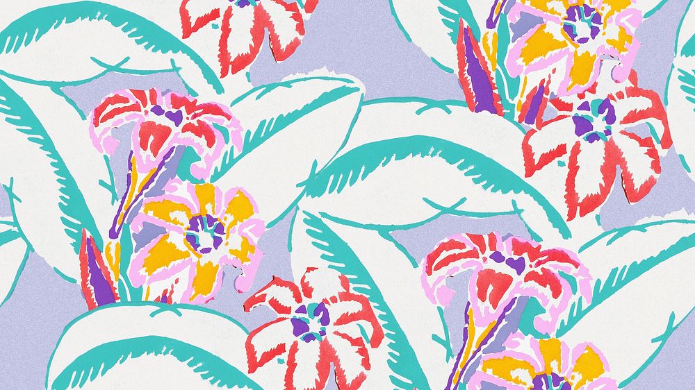 Vintage feminine desktop wallpaper, floral pattern 4k background