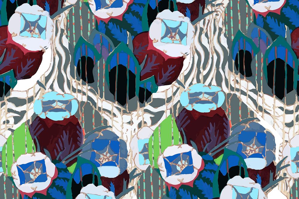 Wildflower pattern background, art deco vector