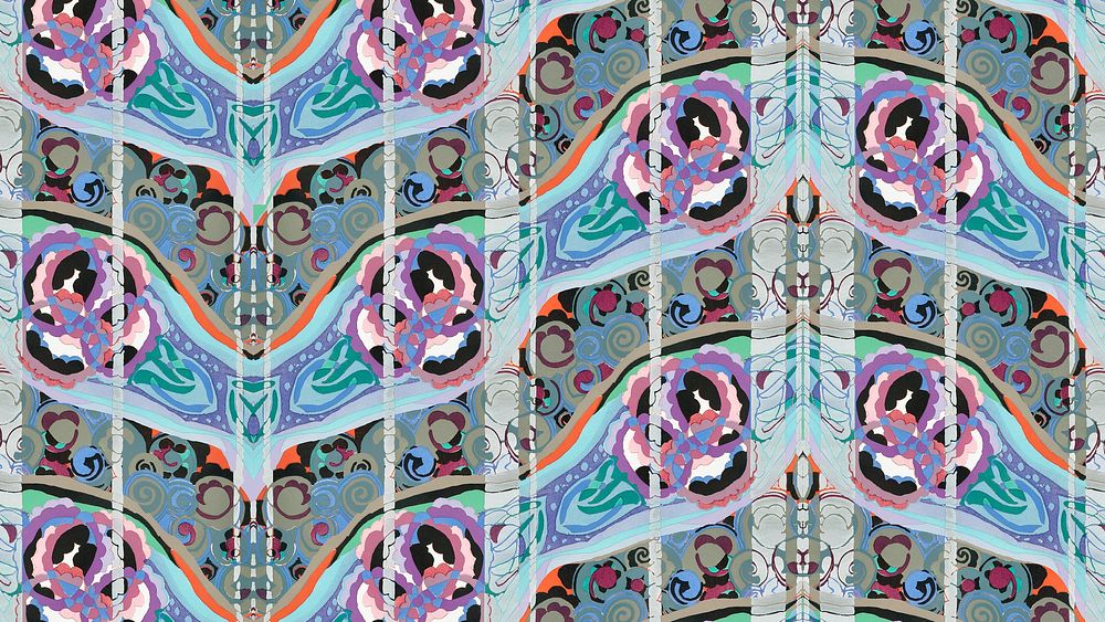 Wildflower pattern computer wallpaper, art deco 4k background