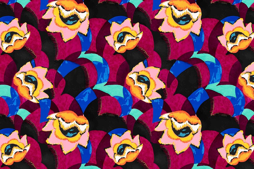 Art deco flower background, vintage pattern vector