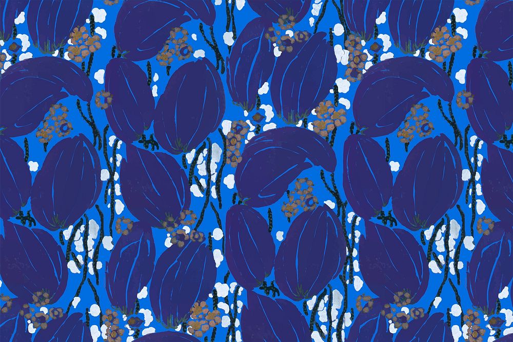 Art deco pattern background, vintage botanical illustration vector