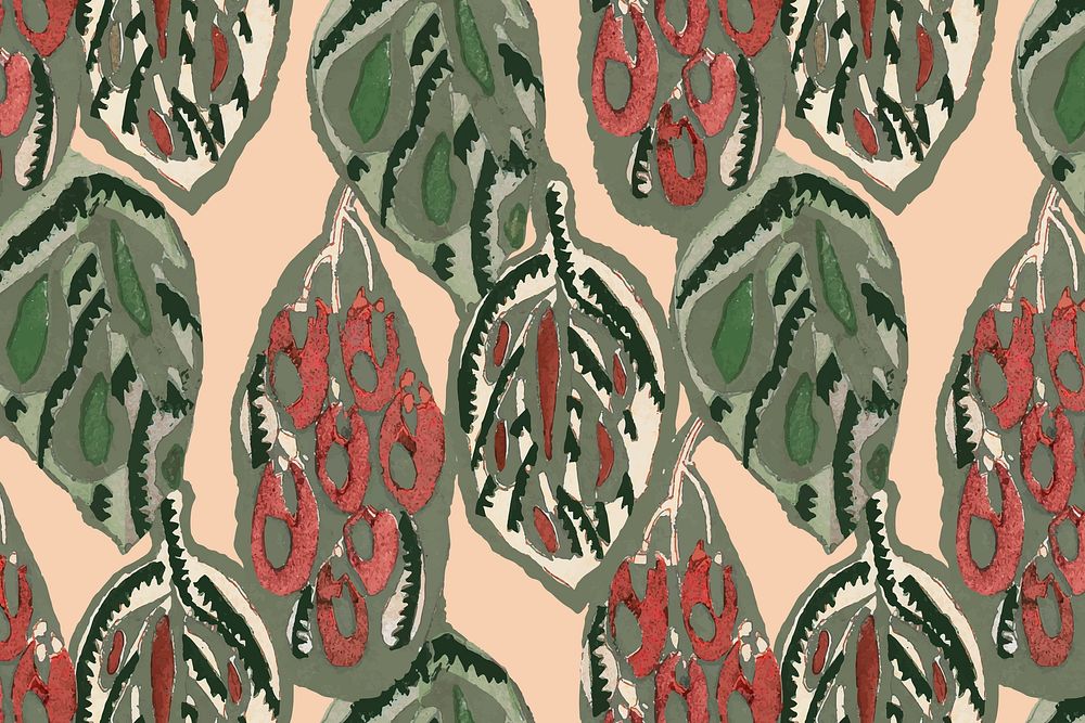 Art deco pattern background, vintage botanical illustration vector