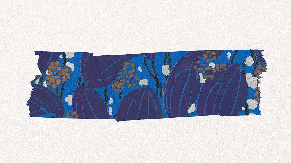 Blue abstract washi tape clipart, art deco