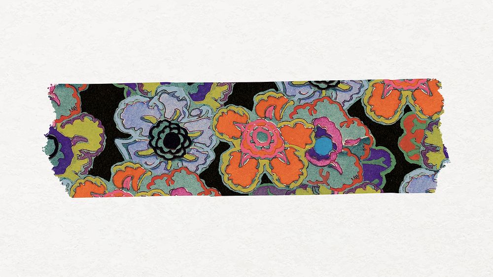 Aesthetic flower washi tape sticker, art deco vector
