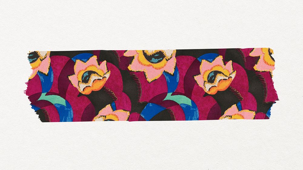 Red flower washi tape, vintage art deco