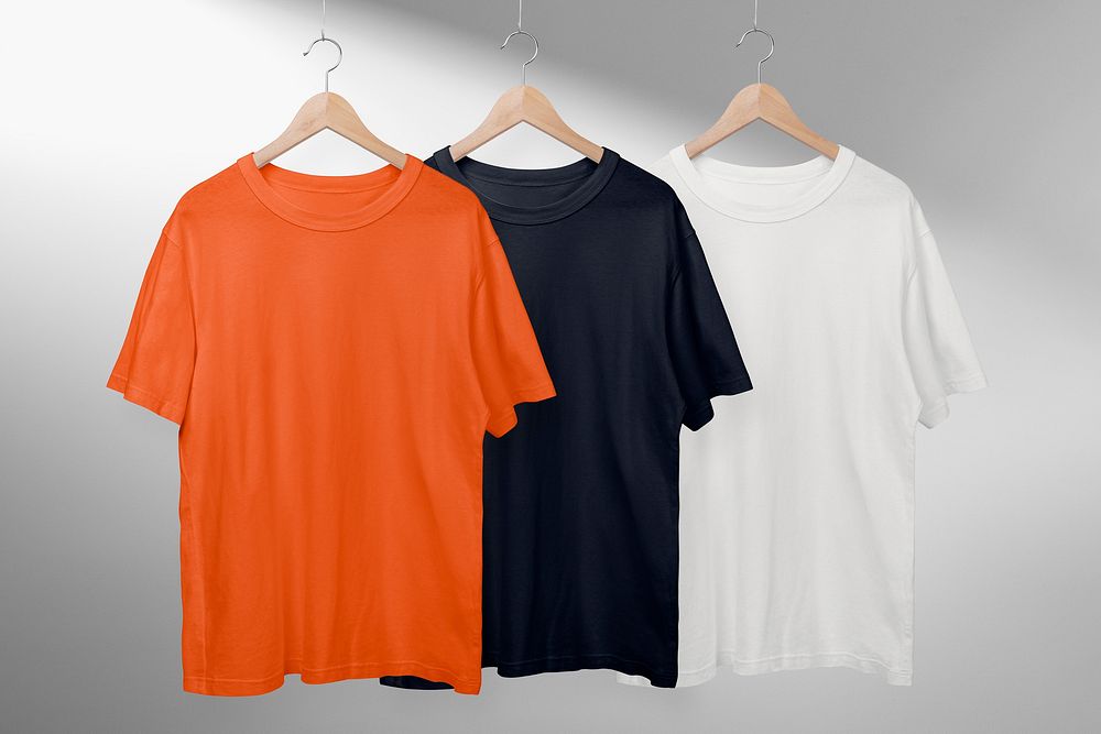 Blank t-shirt, casual fashion in red, black and white with blank space