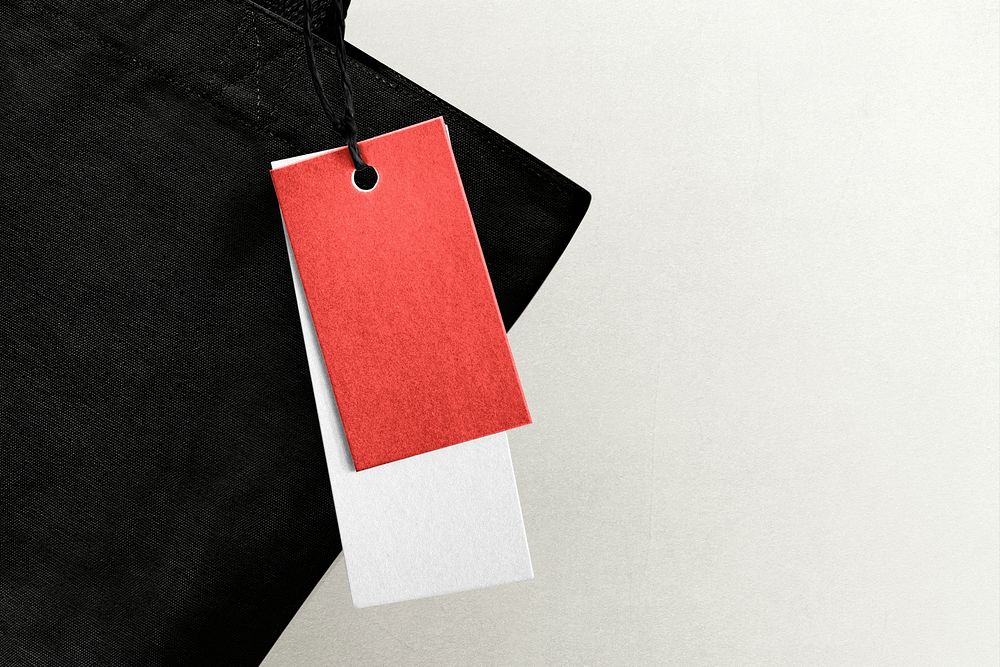 Red tag label, fashion business branding with design space