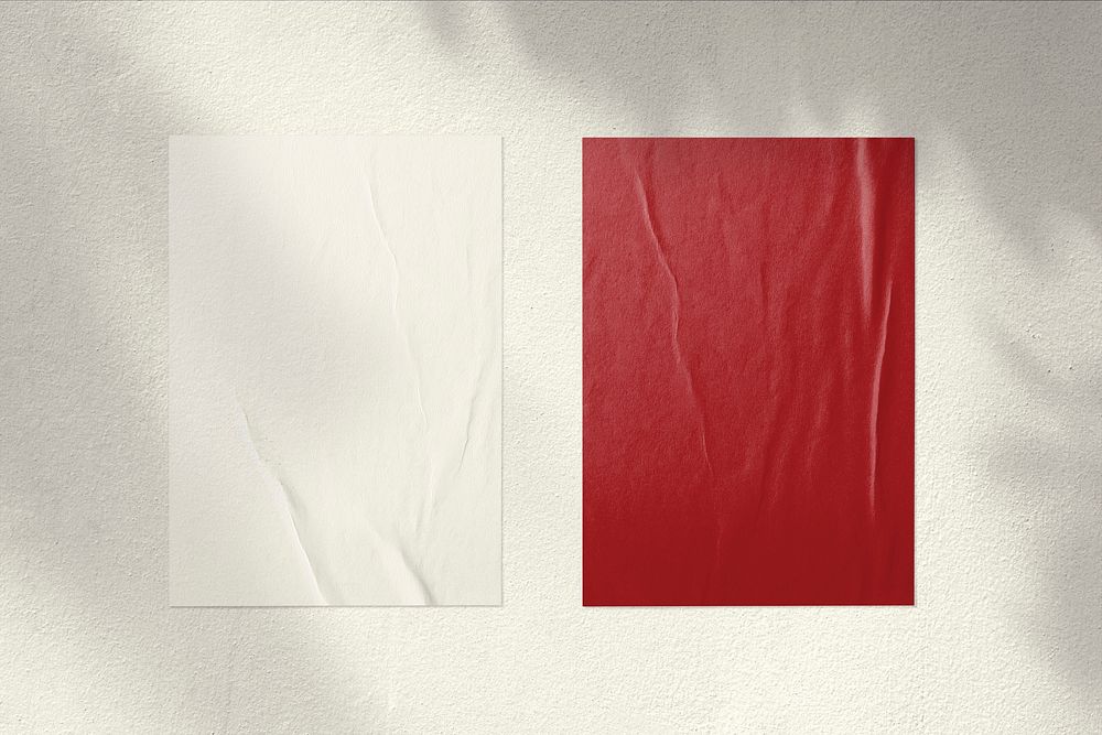 Red advertisement poster, blank paper with design space