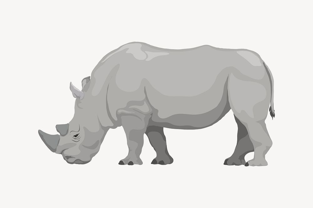 Rhino illustration clipart, safari wild animal psd