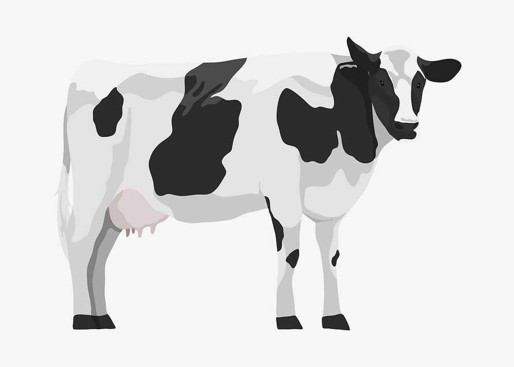 Dairy cow illustration, farm animal psd