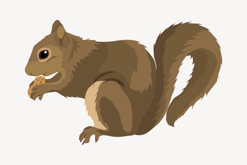 Chipmunk holding a nut, rodent animal illustration clipart psd