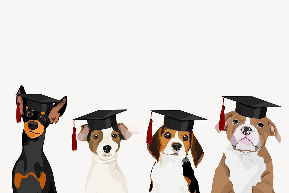 Smart dogs background, education illustration psd
