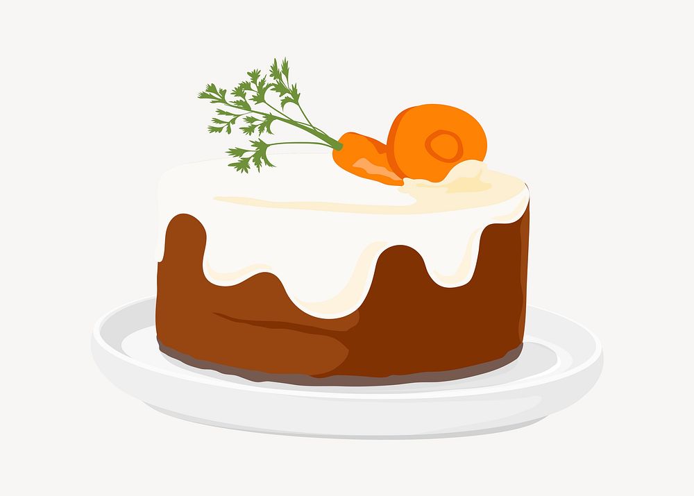 Carrot cake illustration, dessert food clipart psd