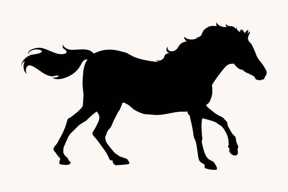Horse silhouette, running animal illustration vector