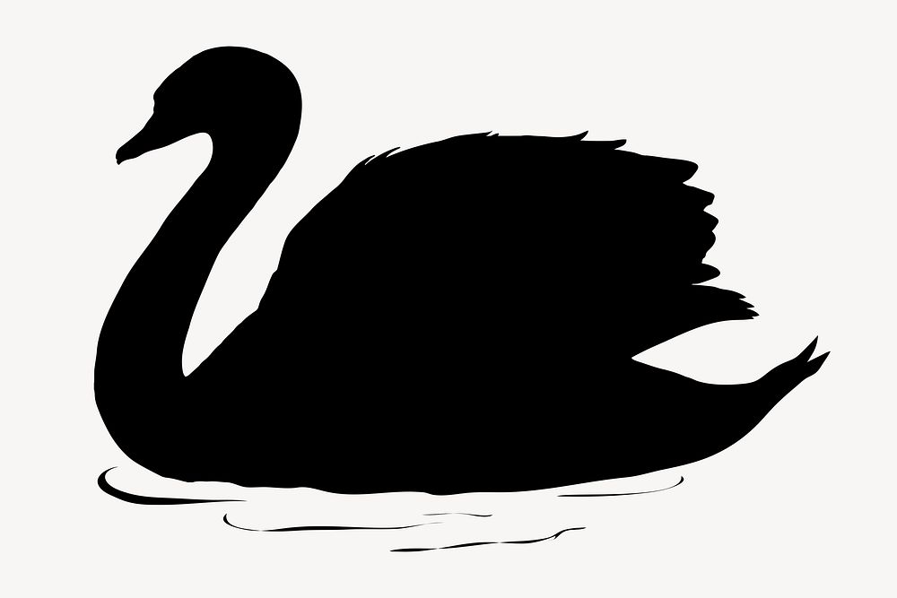 Duck silhouette, swimming illustration psd