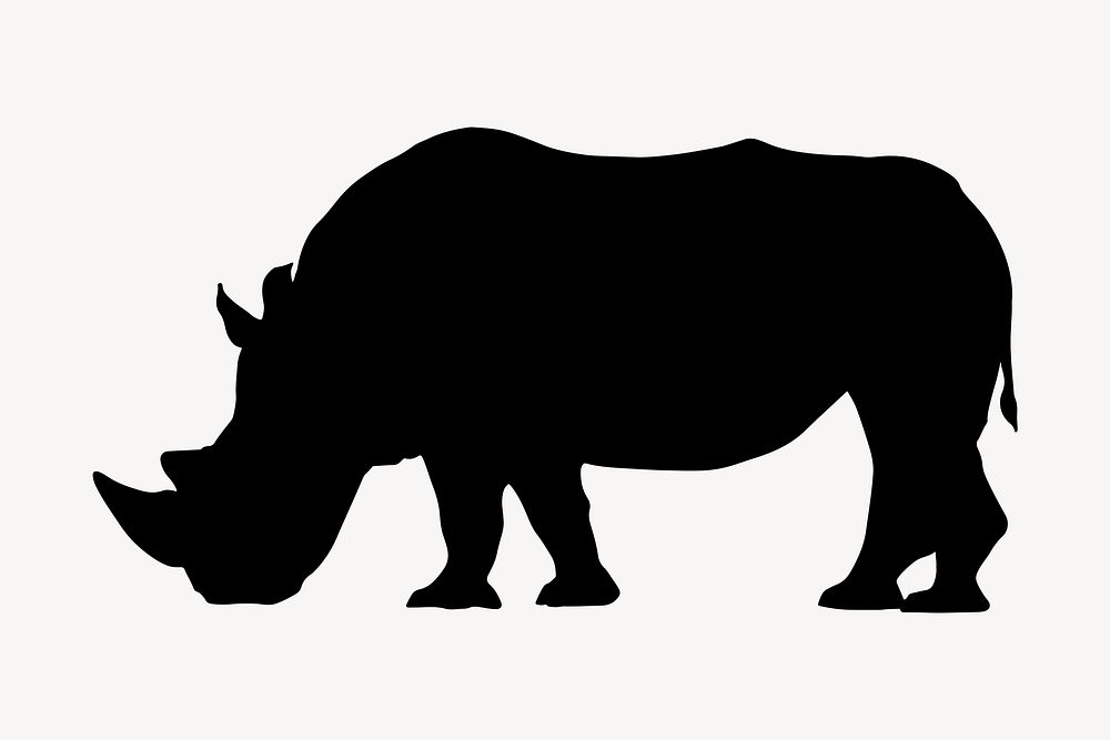 Rhinoceros silhouette, safari animal illustration clipart psd