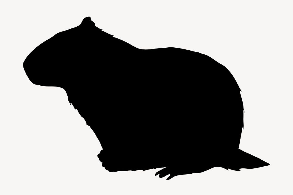 Beaver silhouette illustration, black animal clipart vector