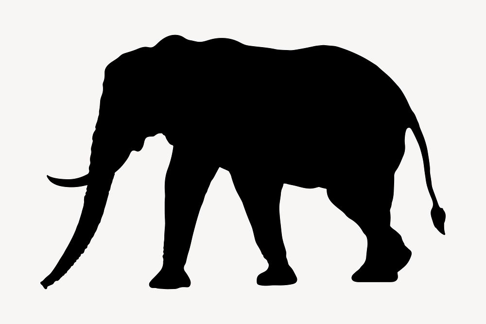 Elephant silhouette, safari animal illustration clipart vector