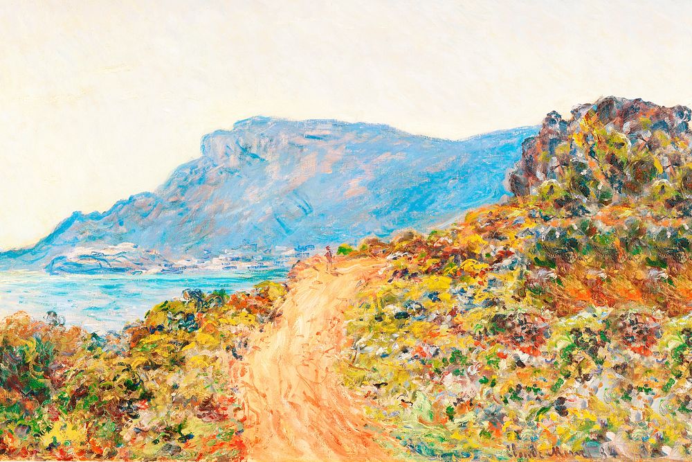 Corniche near Monaco background, Monet's artwork
