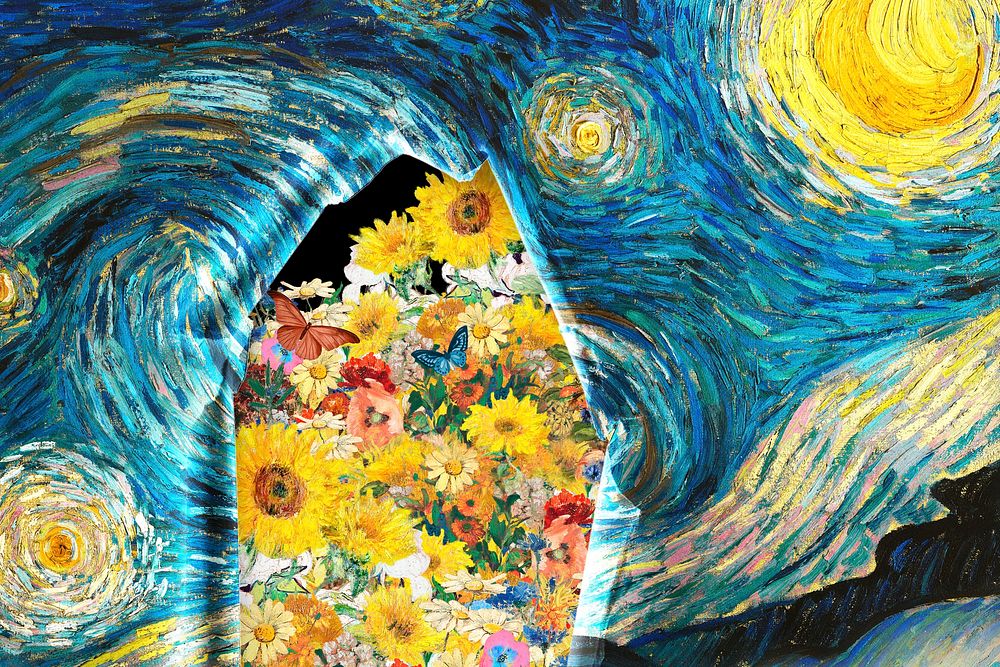 Starry Night background, Van Gogh's artwork remixed by rawpixel